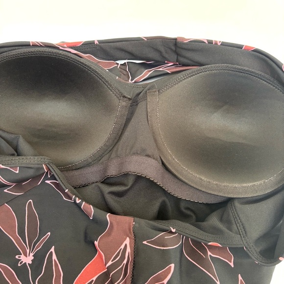 Eddie Bauer Ruched Shaping One Piece Swimsuit Bathing Suit Black Floral M NEW - Picture 11 of 14